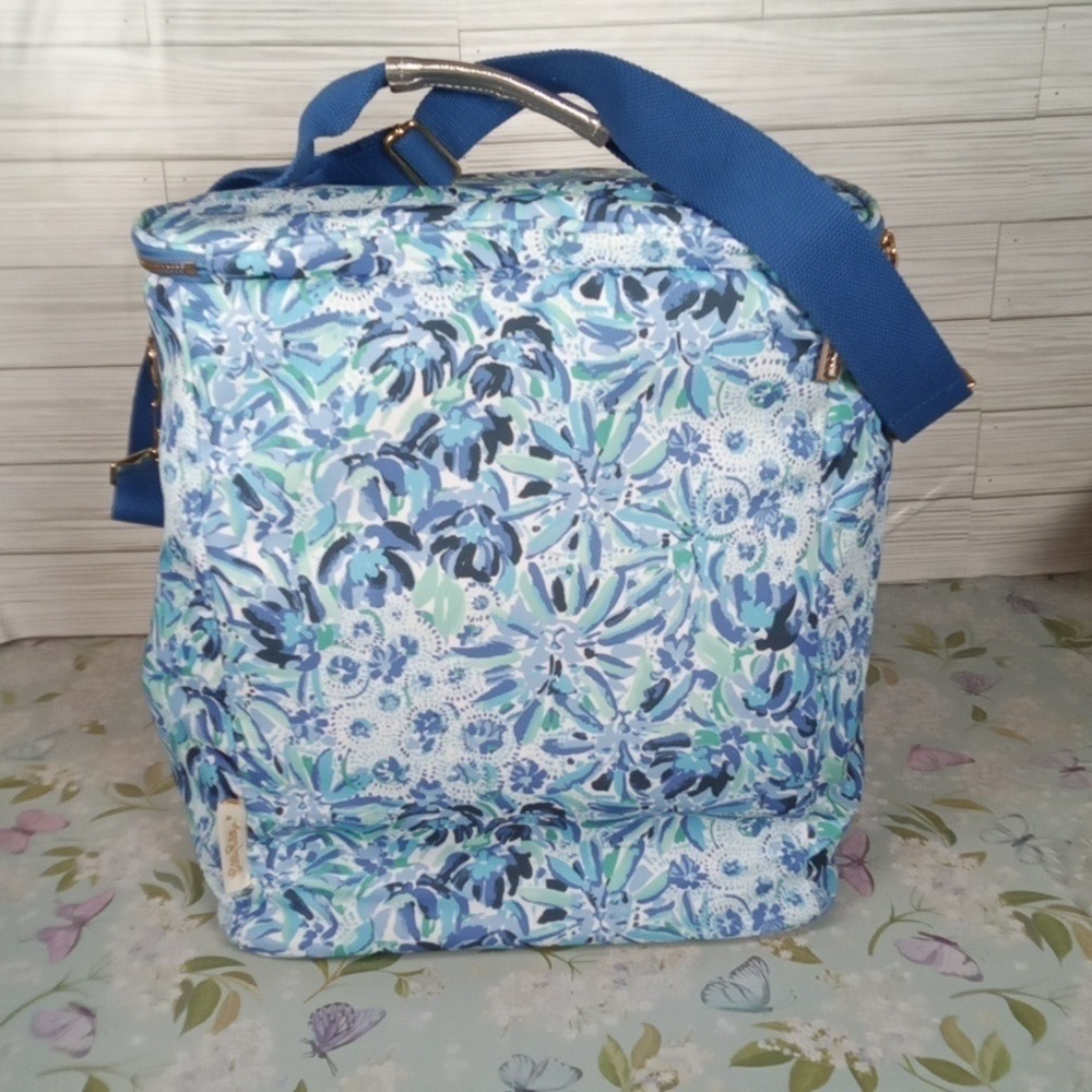 Lilly Pulitzer Insulated Wine Cooler Bag Or Drinks Blue Pinic Football Games - Picture 4 of 9